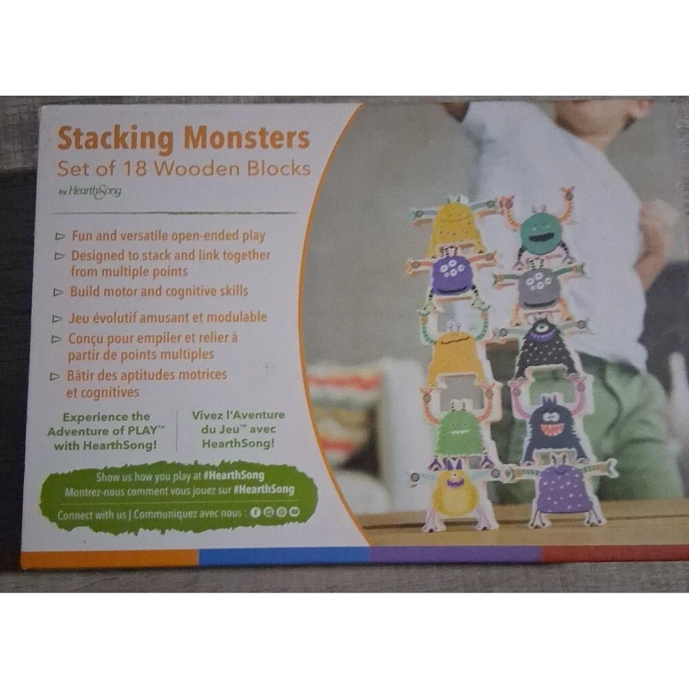 Stacking Monsters Set of 18 Wooden Monster Blocks